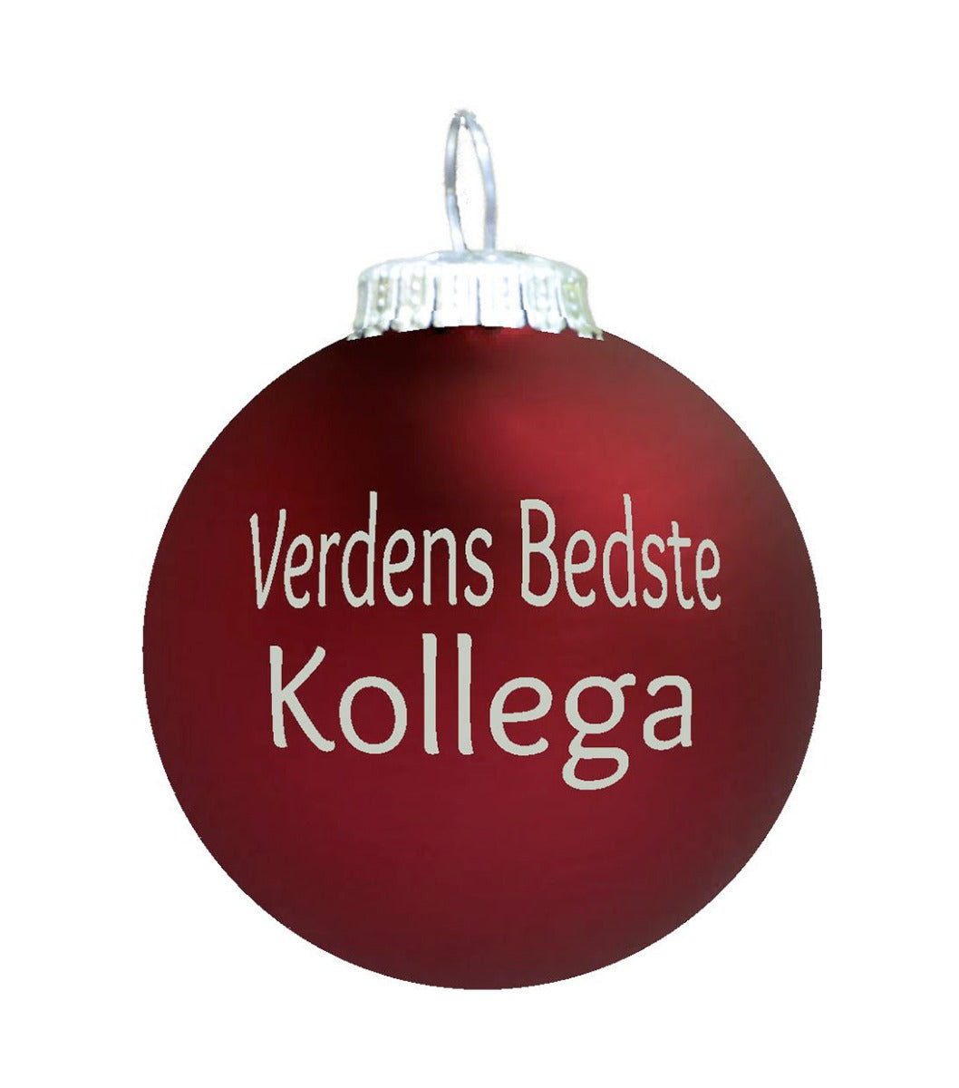 Rolsted Copenhagen Verdens Bedste Kollega julekugle - mørk rød - Bahne